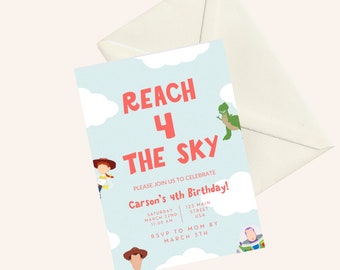 Toy Story 4th Birthday Invitation: Reach Four The Sky (Digital Download)