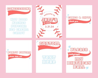 Rookie of the Year Birthday Welcome Sign, Boys Baseball Decor, Baseball Party Sign Printables, Concessions Menu Sign, 1st Birthday, Editable