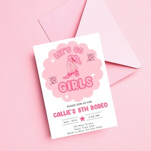 Lets Go Girls Birthday Invitation, Disco Cowgirl Birthday Invite, Birthday Invitation For A Girl, Cowgirl Party, Rodeo Invite, Shania Twain