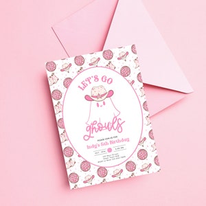 Disco Cowgirl Ghost Birthday Invitation, Pink Halloween Party, Girly Halloween Invite, Lets Go Ghouls, Halloween Birthday Decor, Disco Ghost