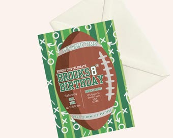 Boys Football Birthday Invitation, Sports Party, First Year Down Invite, It's Game Time, Boys Party Decor, Editable Canva Invitation