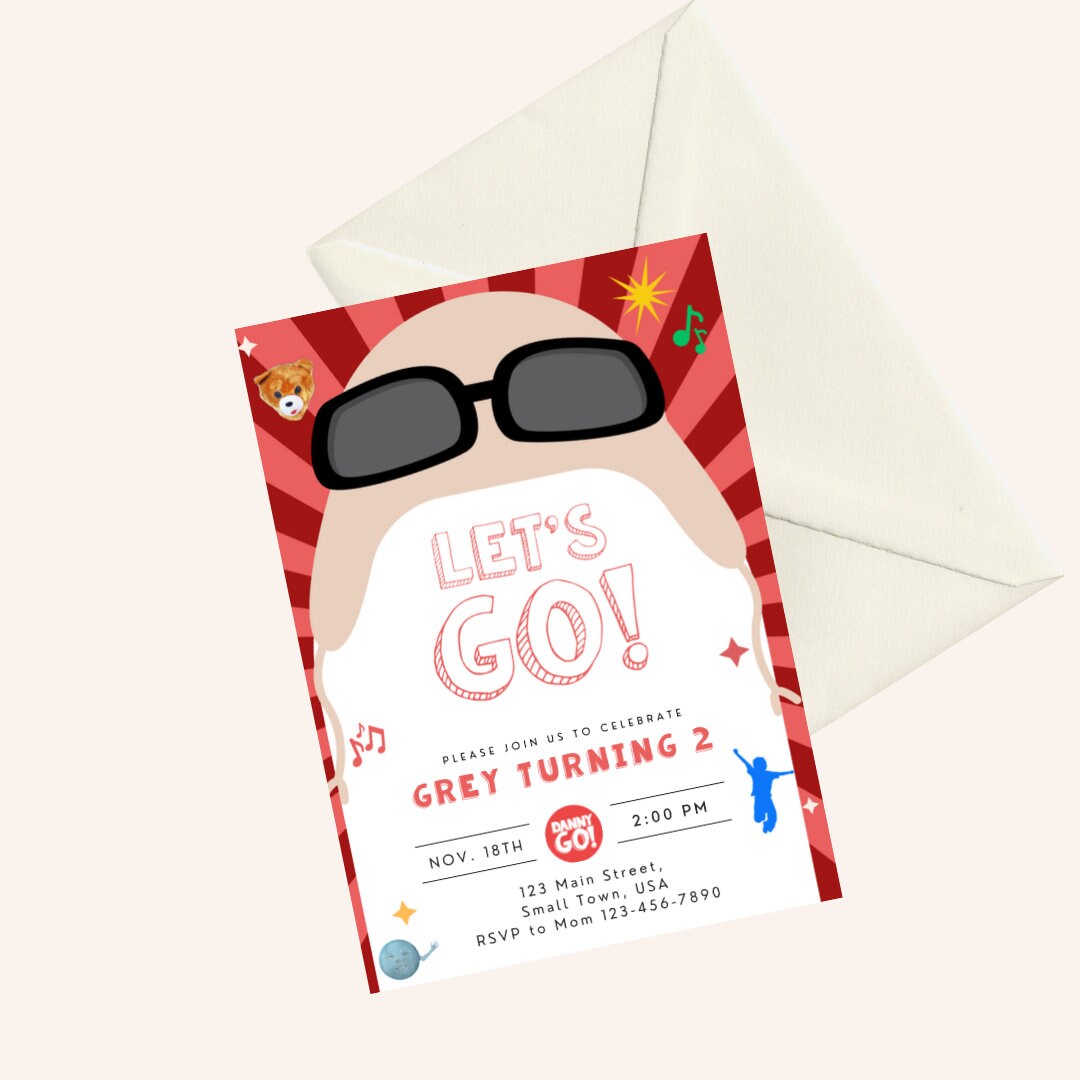 Danny Go Birthday Invitation, Boys Birthday Invite, Danny Go Party