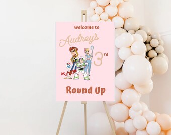 Girly Toy Story Birthday Welcome Sign: Woody's Roundup Decor (Digital Download)