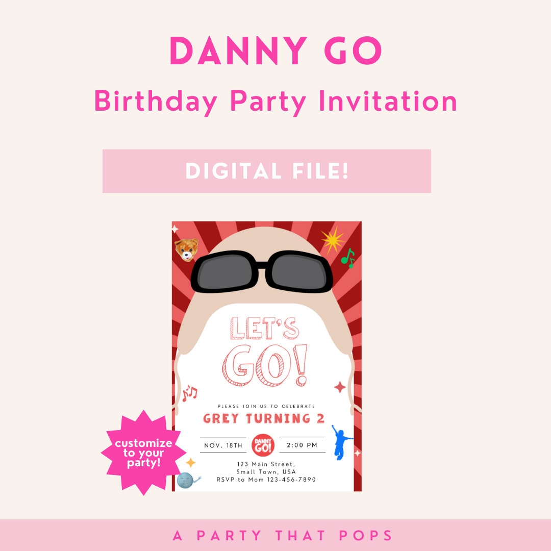 Danny Go Birthday Invitation, Boys Birthday Invite, Danny Go Party