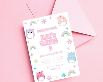 Squishmallow Birthday Invitation: Editable Kids Party Invite (Digital Download)