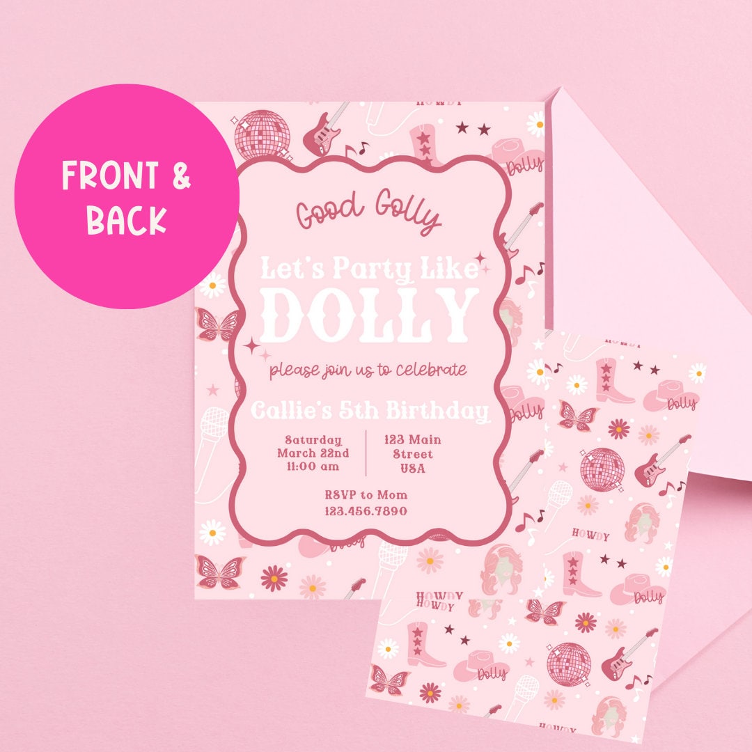 Dolly Parton Birthday Invitation, Disco Cowgirl Invite, Birthday