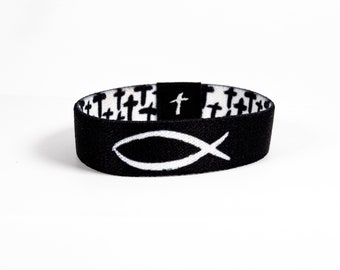 WWJD Elastic Bracelet (Jesus Fish)