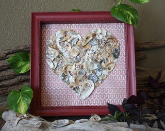 Beach Art - Oyster Shells - Oysters - Beach Decor - Beach - Heart - Beach House - Beach House - Beach Theme - Anniversary Gift - Shells