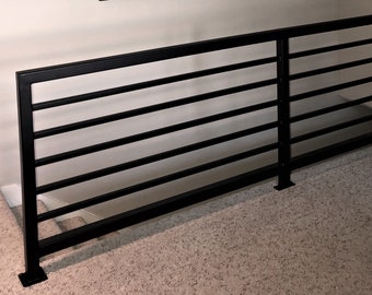 Modern Horizontal Metal Railing; Luxury Steel Guardrail; Powder Coated Premium Railings