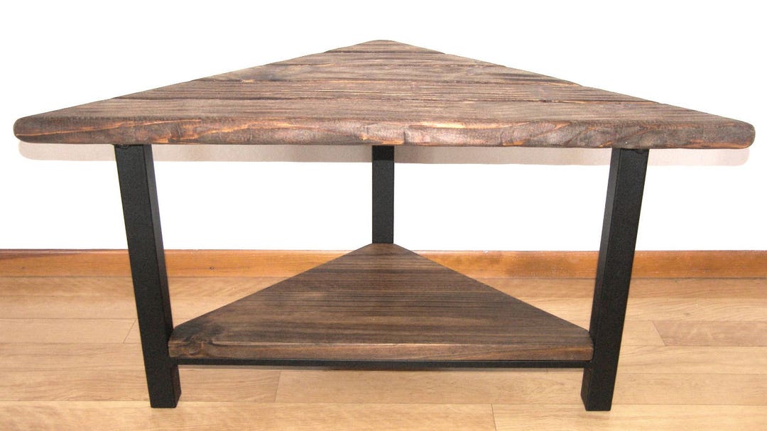 Industrial Farmhouse Corner Table Rustic Bench Solid Wood and Steel