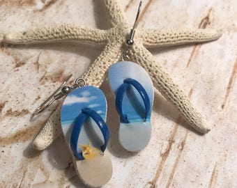 Thong earrings - flip flop earrings - Summer accessory - Sandal jewelry - Dangle earrings - Colorful earrings - Novelty earrings - Summer