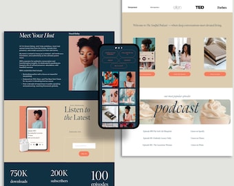 Squarespace Podcast Website Template: Modern Coaching Design (Digital Download)