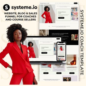 Systeme.io-mall för webbplats, blogg och försäljningstratt: Mall för affärscoach i fetstil – strategisk, modern och helt redigerbar design