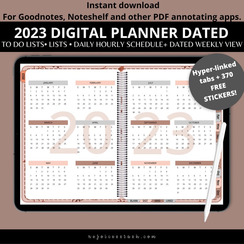 2023 Weekly Monthly Planner Digital Vertical Planner. Boho image 1