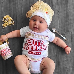 Ramen Baby Costume, Baby Halloween Shirt, Ramen Baby Costume with Hat, Baby Milestone Photo Prop, Newborn Christmas Gift