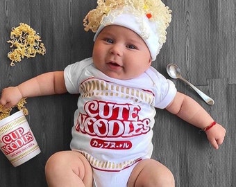 Ramen Baby Costume, Baby Halloween Shirt, Ramen Baby Costume with Hat, Baby Milestone Photo Prop, Newborn Christmas Gift