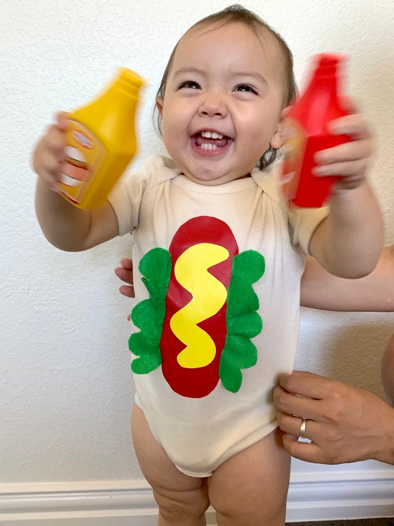 Hotdog baby bodysuit BBQ baby outfit 100/% cotton unique baby gift milestone photo prop