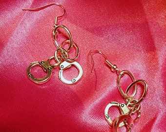 Love's Bind Handcuff Dangle Earrings