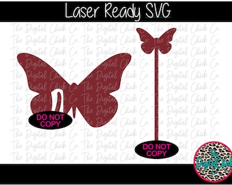 Butterfly Drink Tag Pincher Clip & Swizzle Stick SVG - GLOWFORGE  Laser Ready