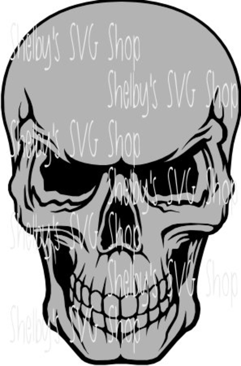 Grinning Skull with Outline svg eps png pdf dxf image 2