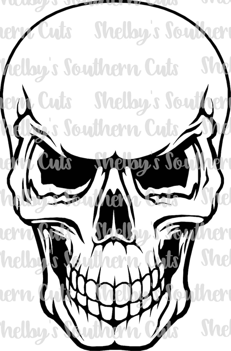 Grinning Skull with Outline svg eps png pdf dxf image 1