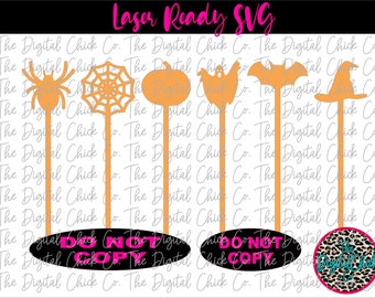 Halloween Bundle Chrcuterie Picks SVG - GLOWFORGE  Laser Ready - Witch Hat, Pumpkin, Bat, Ghost, Spider, Spider web