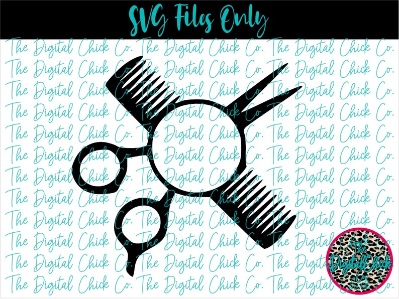 Comb & Scissor Monogram SVG EPS DXF image 1