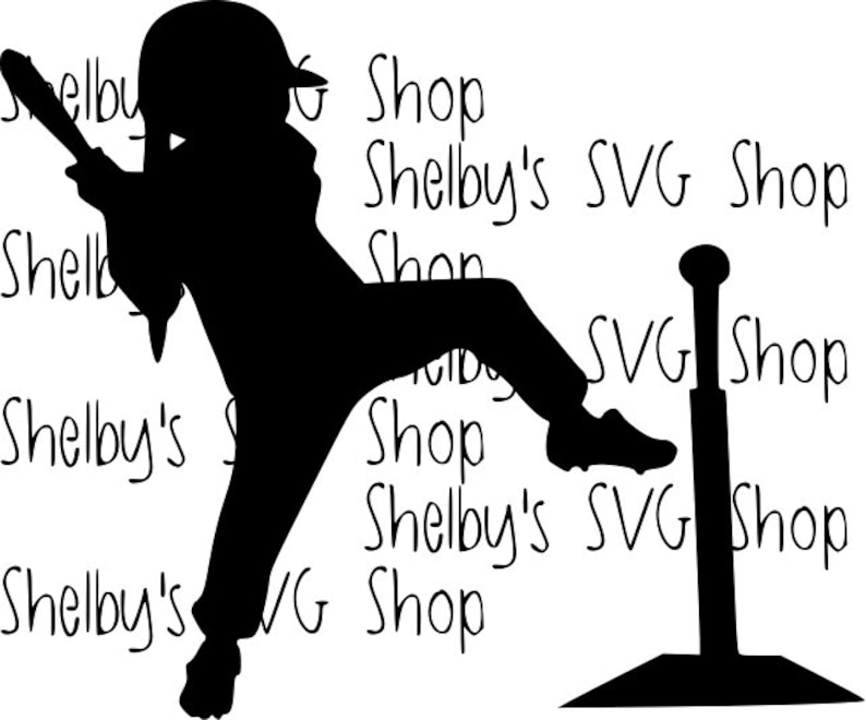 Tball Girl Silhouette Teeball Tee Ball SVG File Etsy