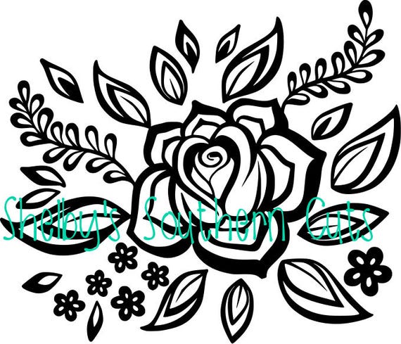 Download Free Rose With Petal And Vines Svg Etsy SVG Cut Files