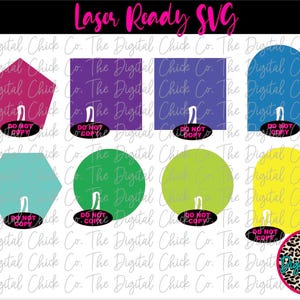 Basic Shapes Drink Tags Pincher Clip SVG, GLOWFORGE,  Laser Ready, Circle, Square, Hexagon, Pentagon, Arch