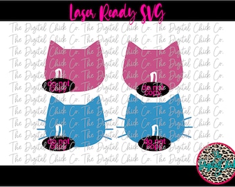 Cat Drink Tag Pincher Clip SVG, GLOWFORGE,  Laser Ready - Cat, Kitten, Whiskers