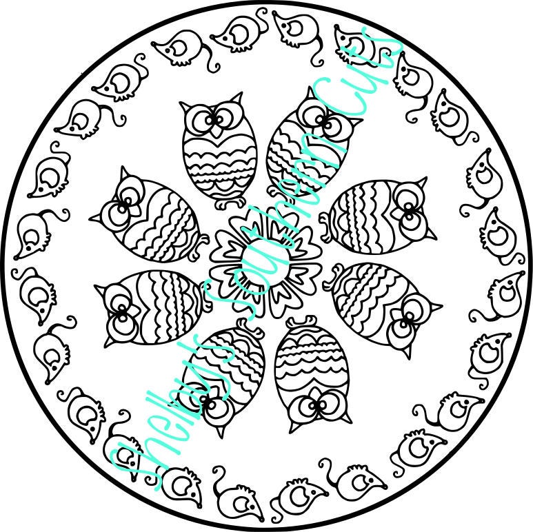 Download Owl & Mouse Mandala SVG | Etsy