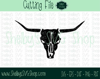Longhorn Skull - Cutting File - svg eps dxf png pdf
