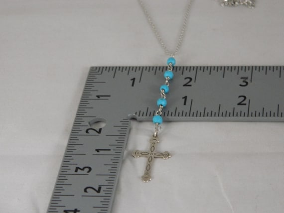 Vintage Turquoise Sterling Southwest Rosary Necklace
