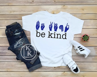 Be Kind Sign Language Kids/Youth T-Shirt | ASL Toddler T-Shirt | Statement Tee