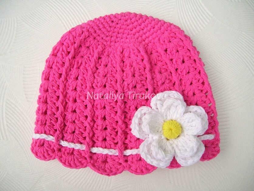 Crochet Baby Hat with Flower Baby hat baby hat Baby girl Etsy
