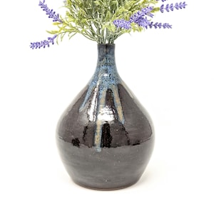 Wheel Thrown Ceramic Vase, Handmade Brown and Blue Pottery Vase, Handcrafted Flower Vase, Blue Ceramic Decor, Ceramic Vase Centerpiece