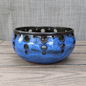 Handmade Blue Ceramic Tealight Lantern, Small Clay Luminary