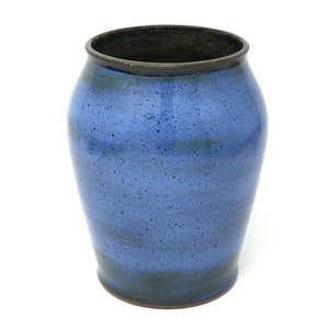 Handmade Brown and Blue Stoneware Pottery Vase