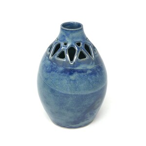 Wheel Thrown Hand Carved Blue Pottery Vase, Fine Art Ceramics