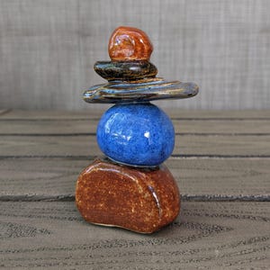Ceramic Cairn Sculpture, Sculpted Stacked Stones