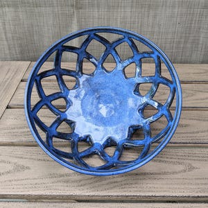 Blue Carved Ceramic Bowl, Handmade Pottery Dish, Fine Art Ceramics, Wheel Thrown Pottery, Decorative Ceramic Bowl, Blue Home Decor