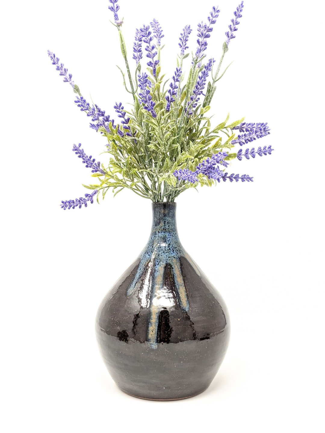 Wheel Thrown Ceramic Vase, Handmade Brown and Blue Pottery Vase ...