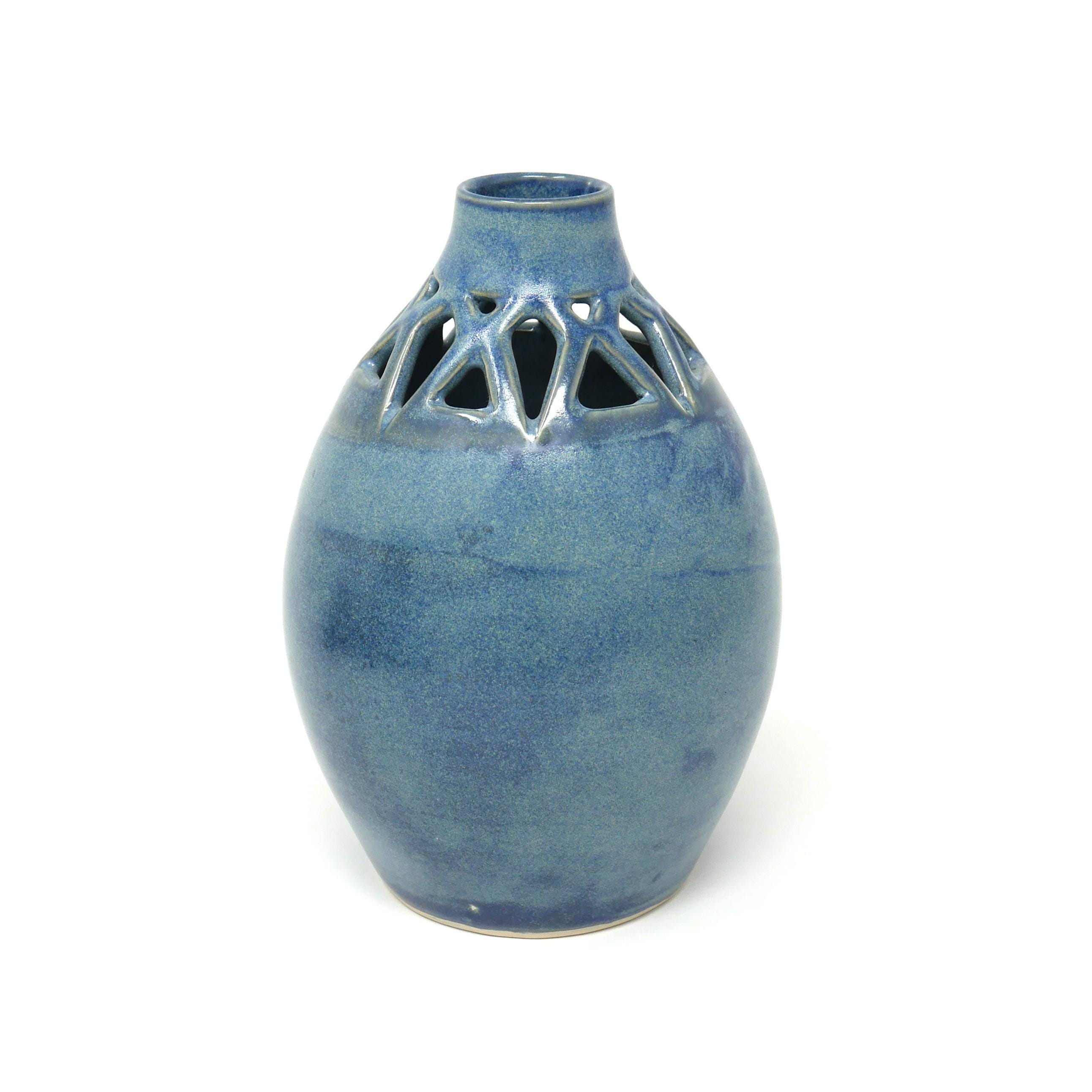 Wheel Thrown Hand Carved Blue Pottery Vase, Fine Art Ceramics - Etsy