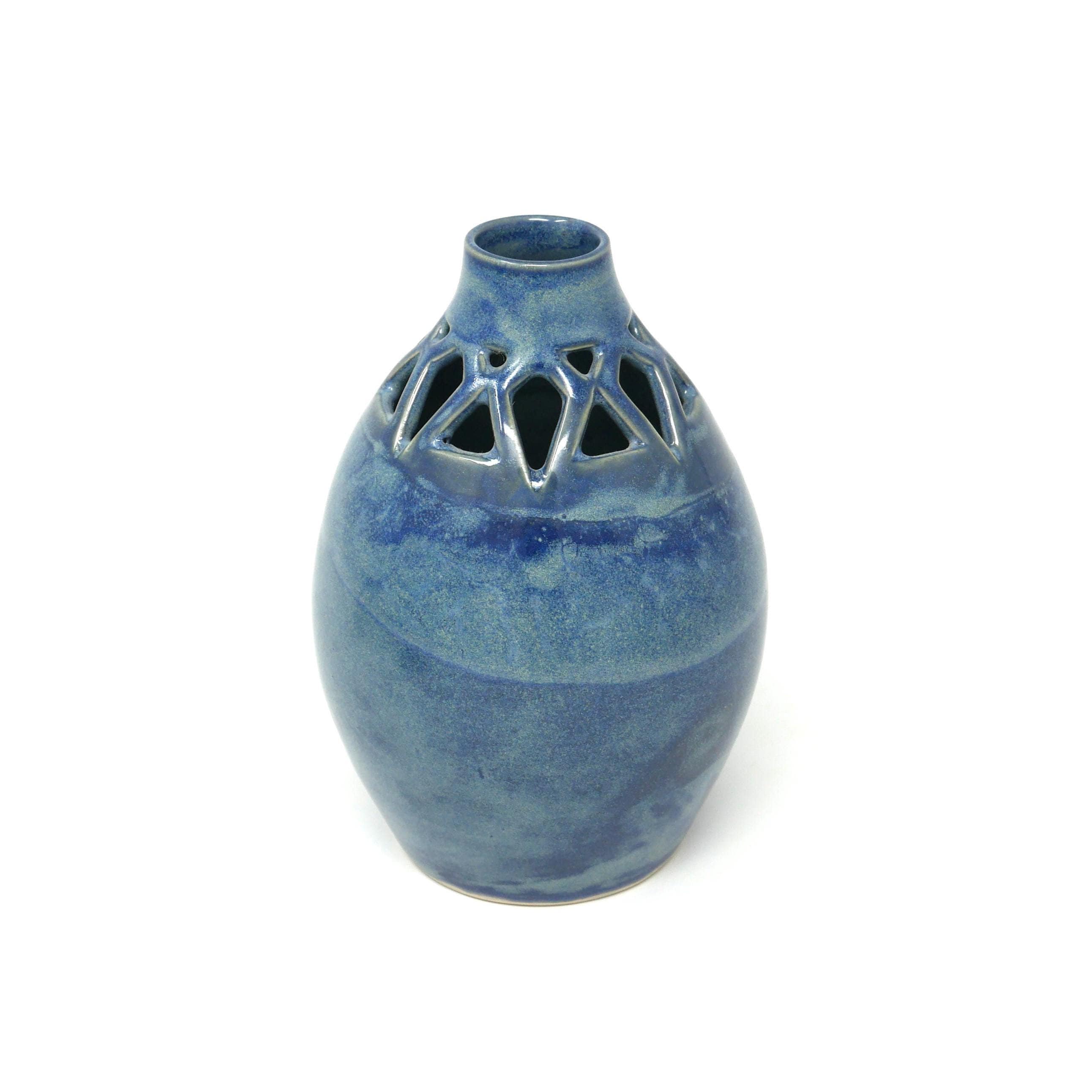 Wheel Thrown Hand Carved Blue Pottery Vase, Fine Art Ceramics - Etsy