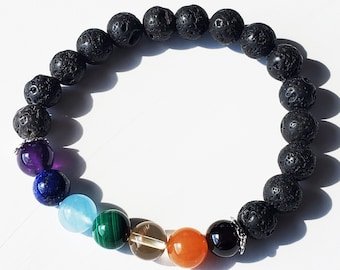 Chakra Bracelet with Lava Beads, Aromatherapy