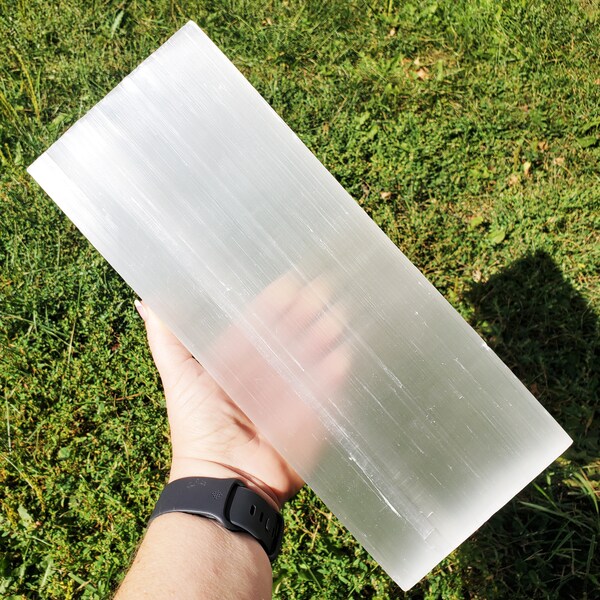 Selenite Charging Plate 11-12" Extra Large Raw Selenite slab