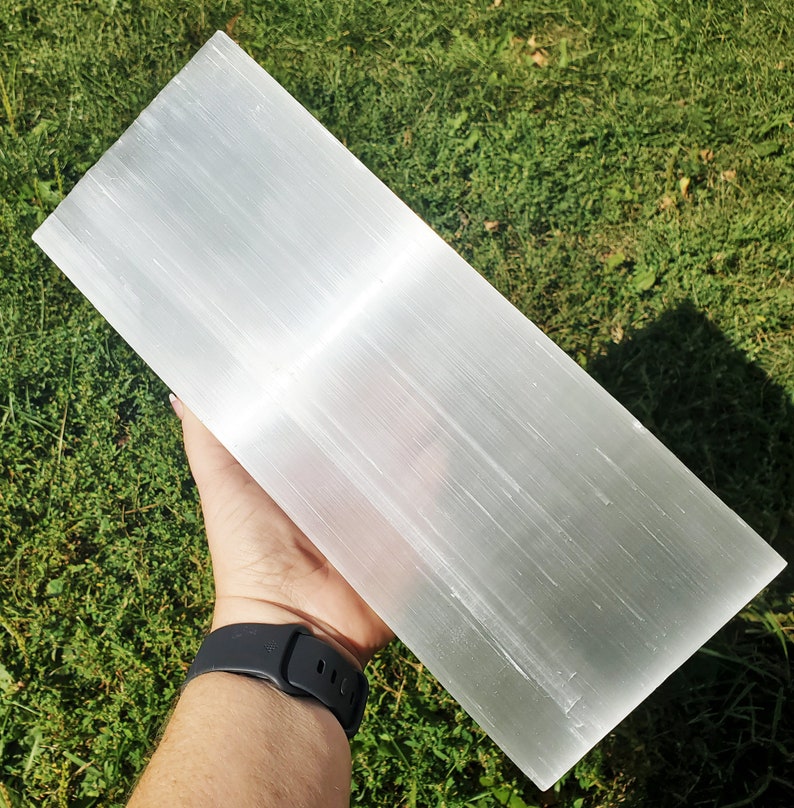 Selenite Charging Plate 11-12 Extra Large Raw Selenite slab image 2