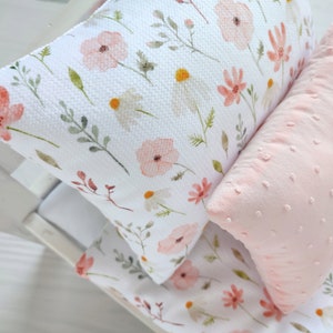 Doll bedding set doll pram bedding set doll crib bedding doll cot bedding floral pattern bedding image 3