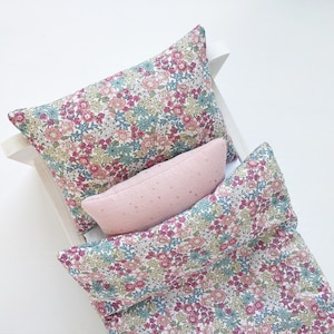 Doll bedding set - doll pram bedding set - doll crib bedding - doll cot bedding - floral pattern bedding